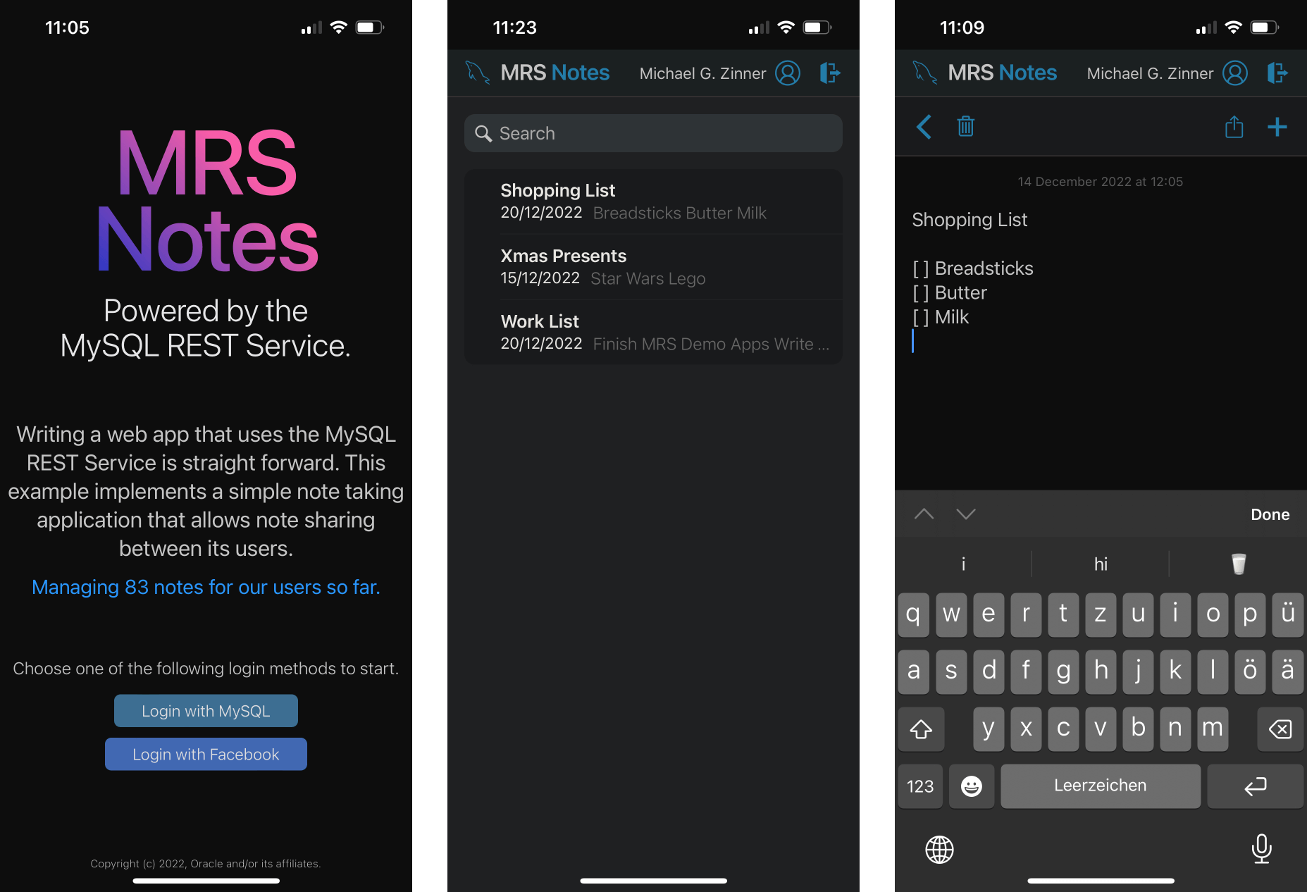 The MRS Notes app running on a mobile phone